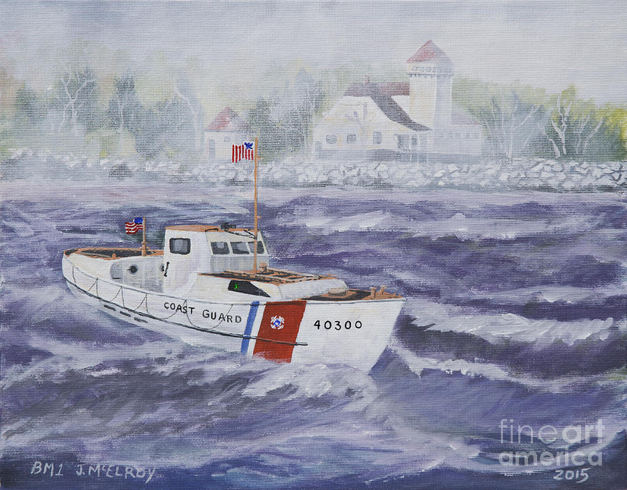 Lake Michigan Painting - C G 40300 at Coast Guard Station Plum Island by Jerry McElroy