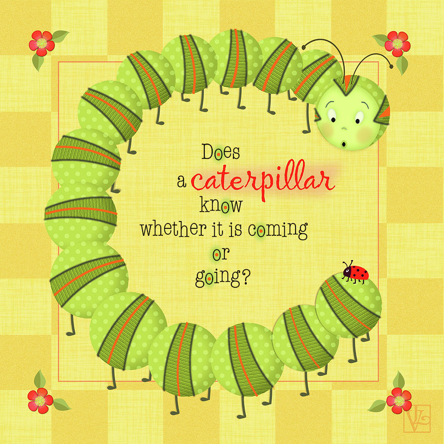 Ladybug Digital Art - C is for Caterpillar by Valerie Drake Lesiak