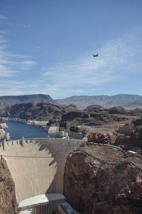 Landscape Photograph - C130 over Hoover Dam by Mark Highfield