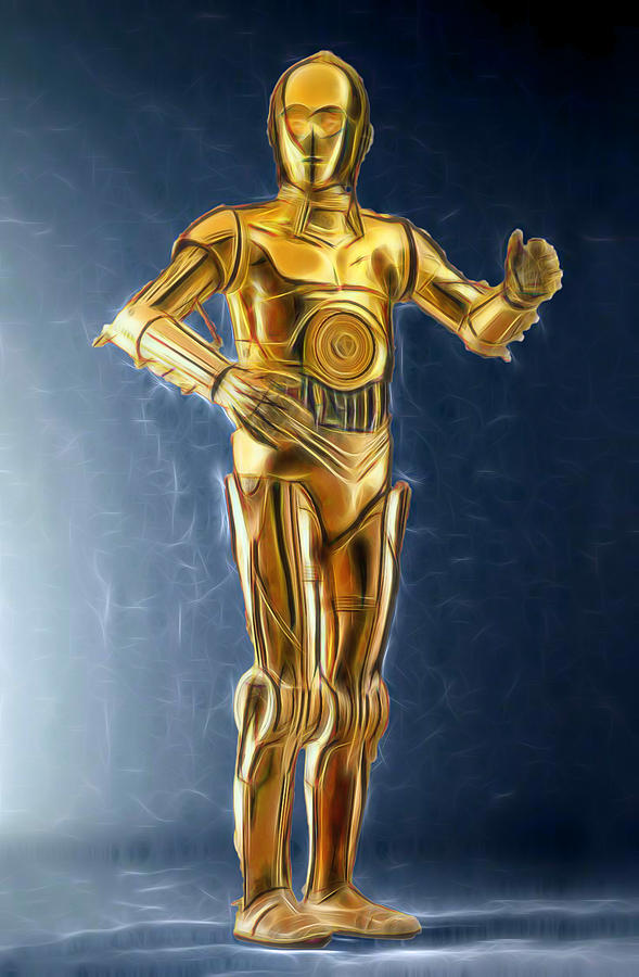 C3PO Good in Gold Digital Art by Scott Campbell