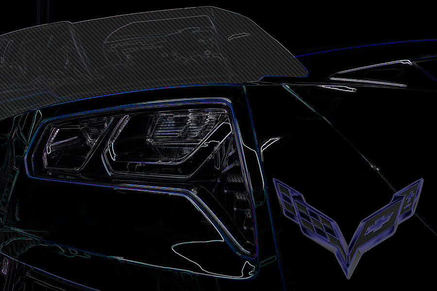 C7 Corvette rear Digital Art by Darrell Foster
