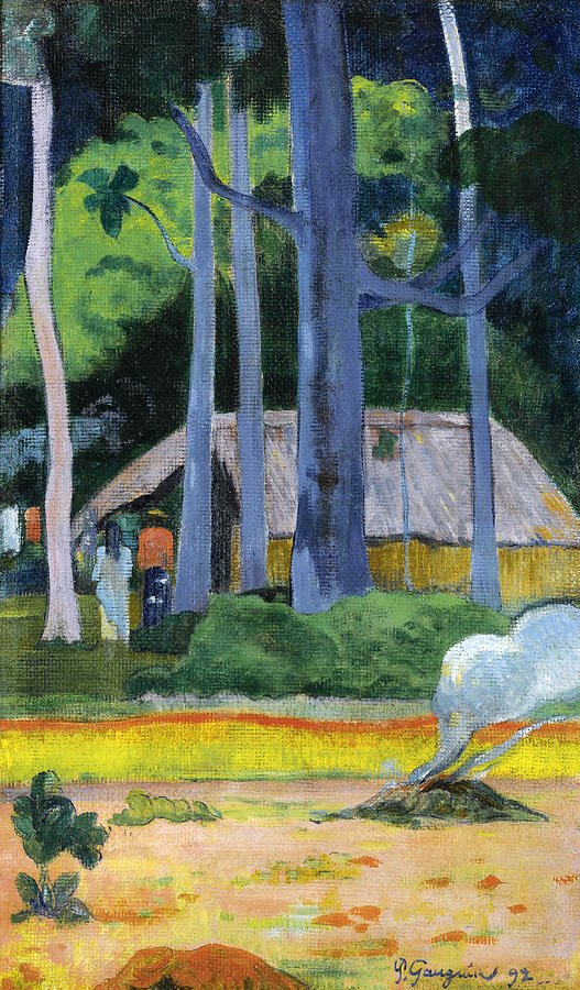 Cabane sous les arbres Painting by Paul Gauguin