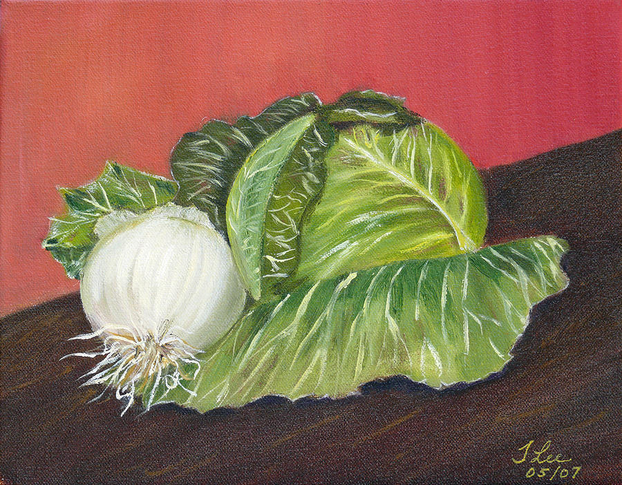 Cabbage and Vidalia Painting by Tracie L Hawkins