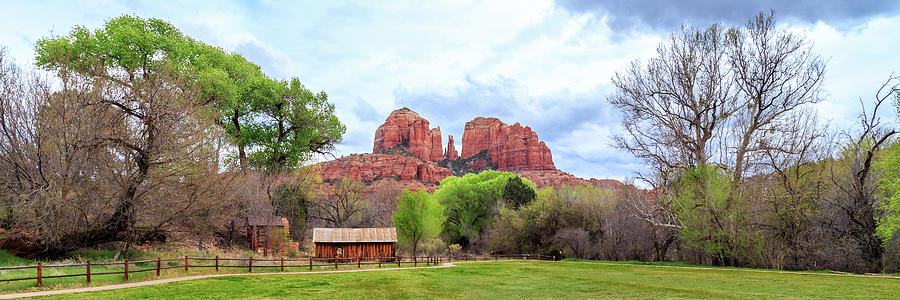 Cabin At Cathedral Rock Panorama Photograph