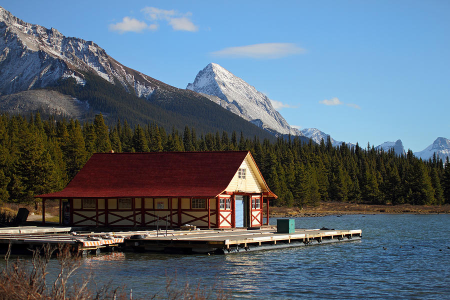 Cabin at Maligne lake Jasper Photograph by Pierre Leclerc Photography