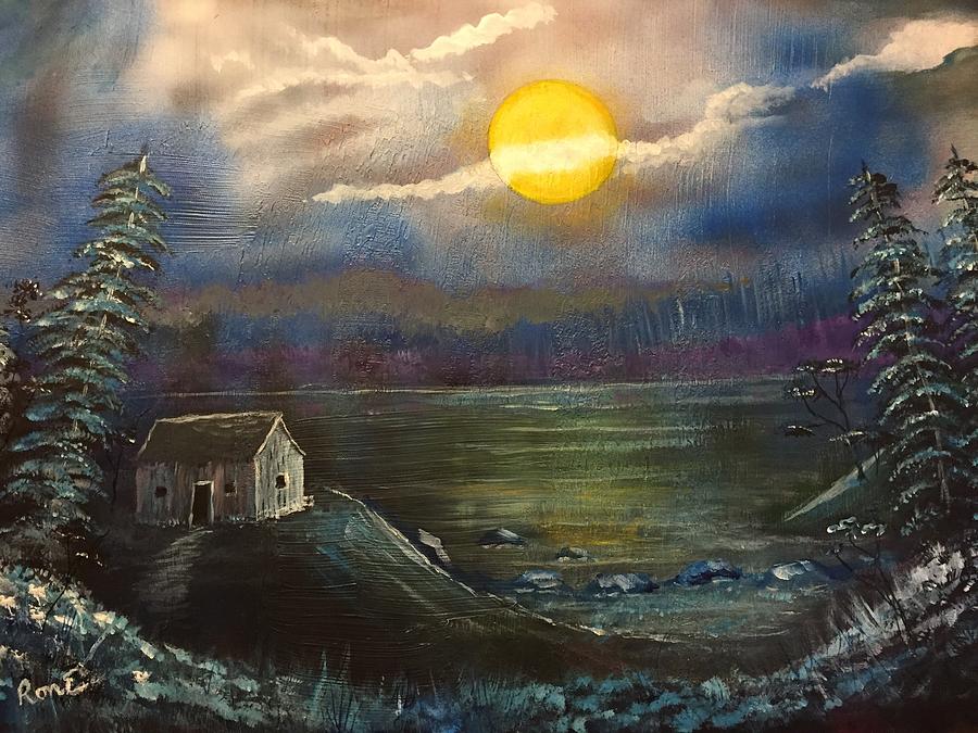 Cabin By The Lake Painting by Ronnie Egerton