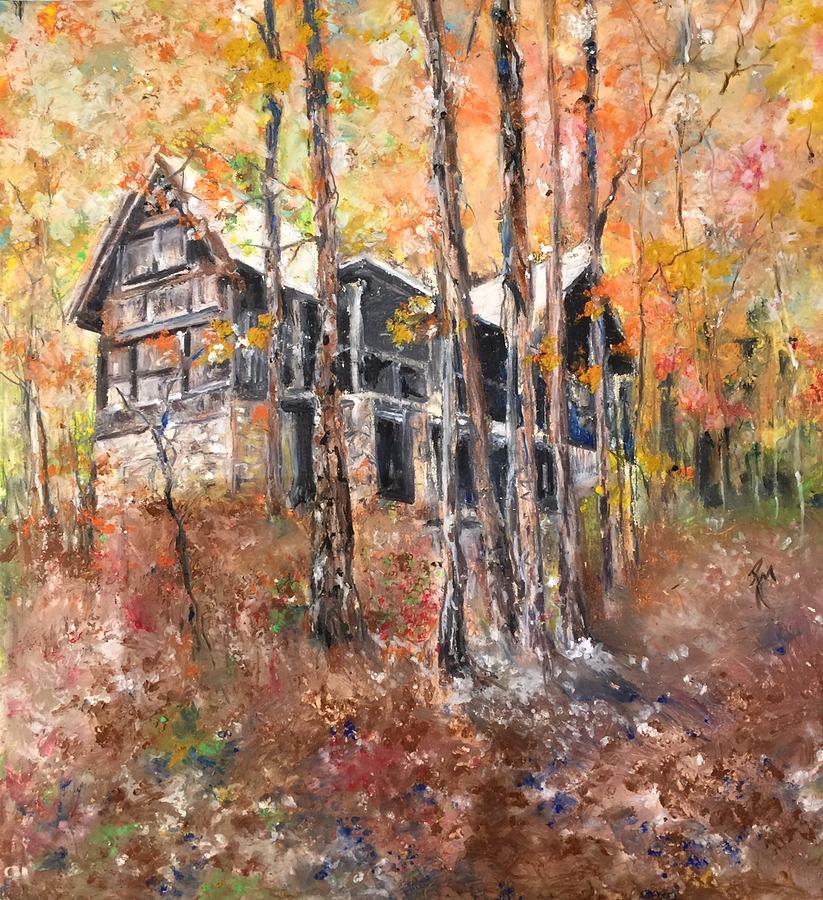Hill Creek Cabin in Heber  Painting by Robin Miller-Bookhout
