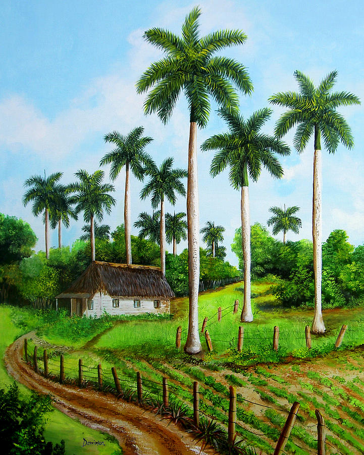 Cabin Painting - Cabin in the Cuban Landscape by Dominica Alcantara