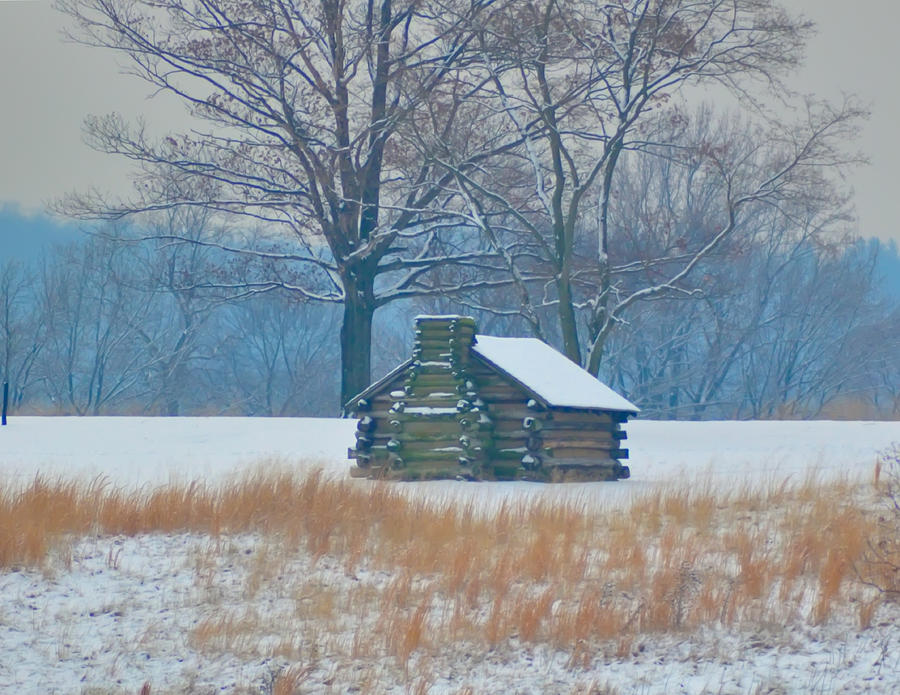 Cabin in the Snow - Valley Forge Photograph by Bill Cannon
