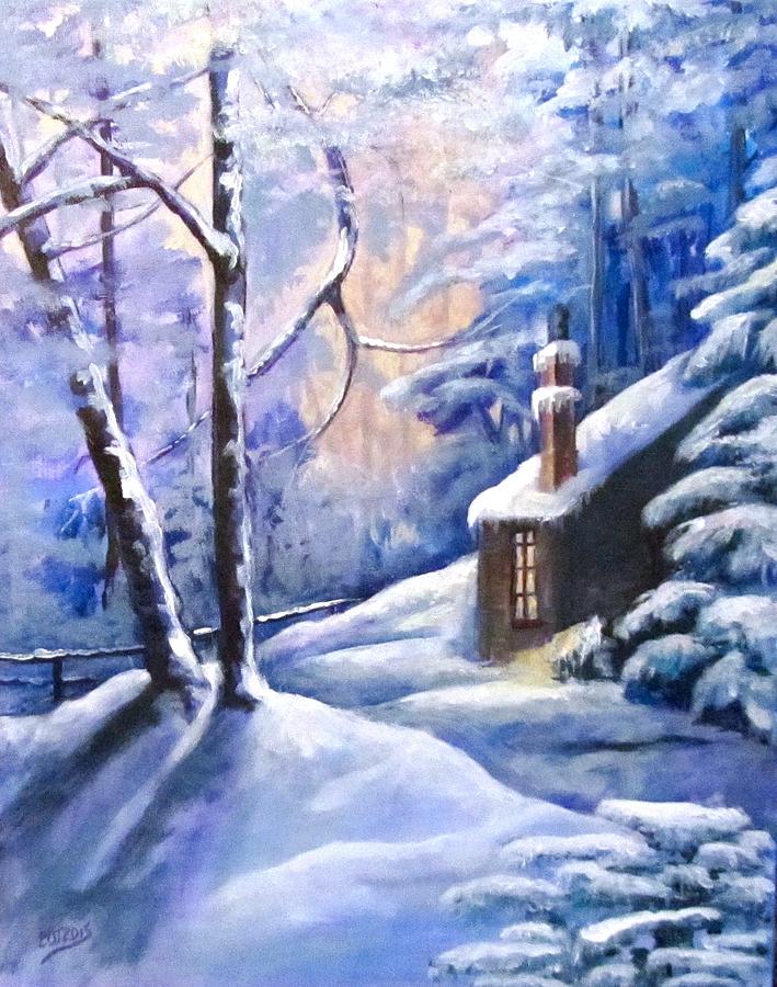 Cabin in the Woods Painting by Barbara OToole