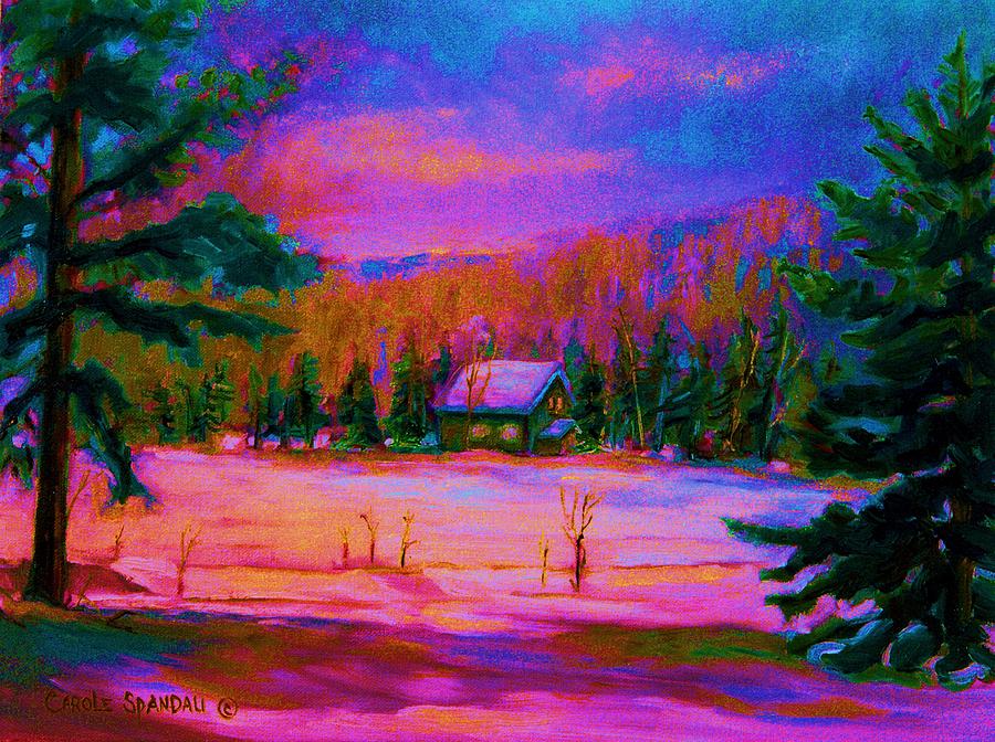 Cabin In The Woods Painting By Carole Spandau