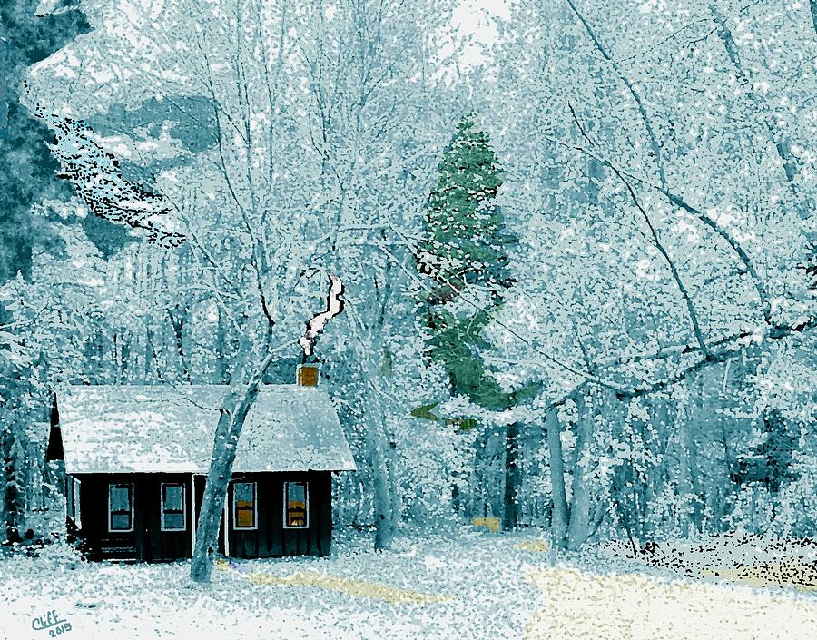 Cabin in the Woods Painting by Cliff Wilson
