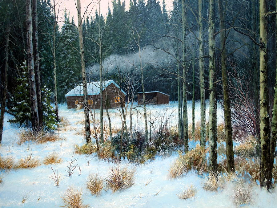 Cabin In The Woods Painting By E Colin Williams Arca