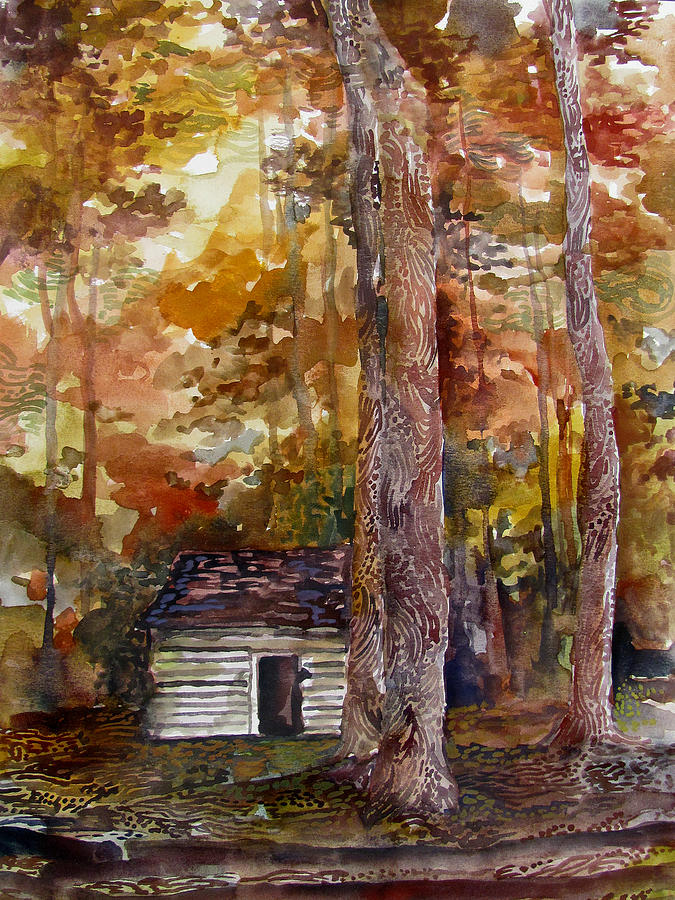 Cabin in the Woods Painting by James Huntley