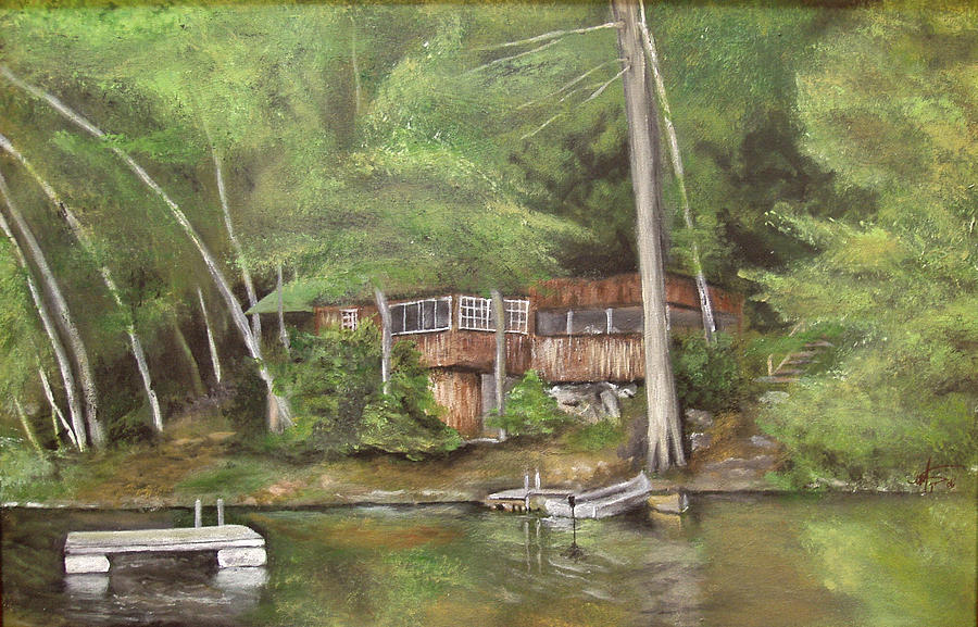 Cabin in the Woods Painting by Michelle Iglesias - Pixels