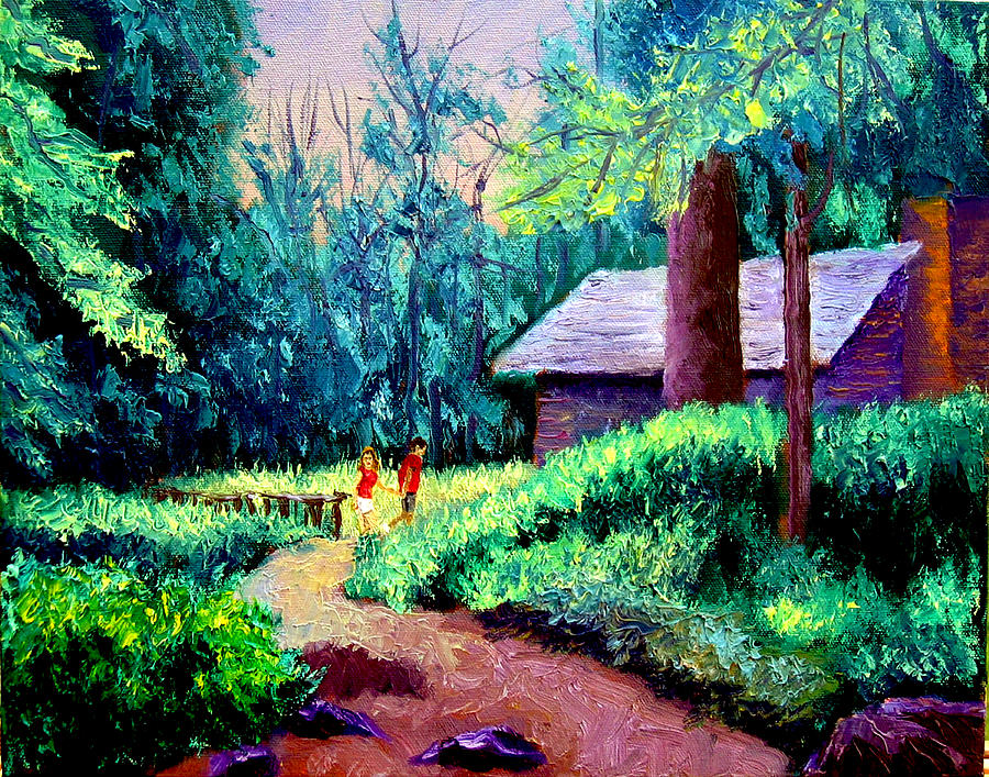 Cabin in Woods Painting by Stan Hamilton