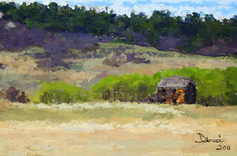 Cabin on the Hillside Painting by Deb Rosier