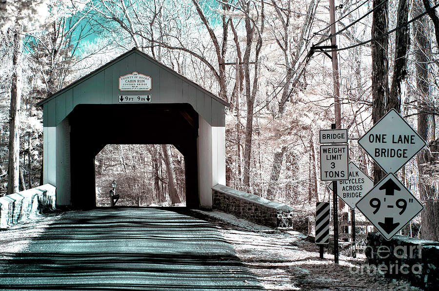 Cabin Run Covered Bridge infrared Photograph by John Rizzuto
