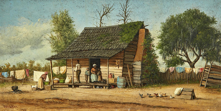 Cabin scene laudry day Painting by William Aiken Walker