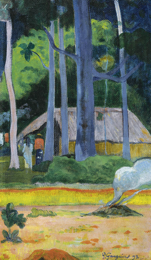 Cabin Under the Trees Painting by Paul Gauguin