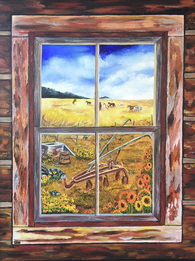 Cabin Window Painting by Terry R MacDonald