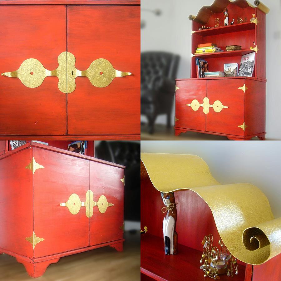 Wood Furniture Mixed Media - Cabinet and Shelves - Red Nonconformist by Tahir Tahirov Wood Furniture Mixed Media - Cabinet and Shelves - Red Nonconformist by Tahir Tahirov
