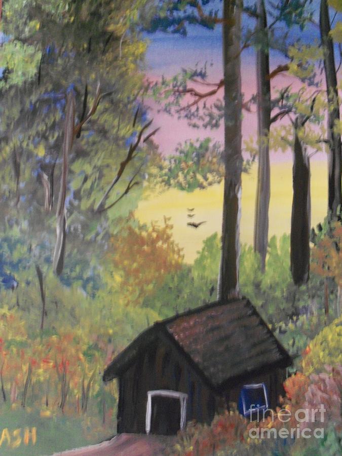 Cabins Hidden In The Woods Painting By Teresa Nash