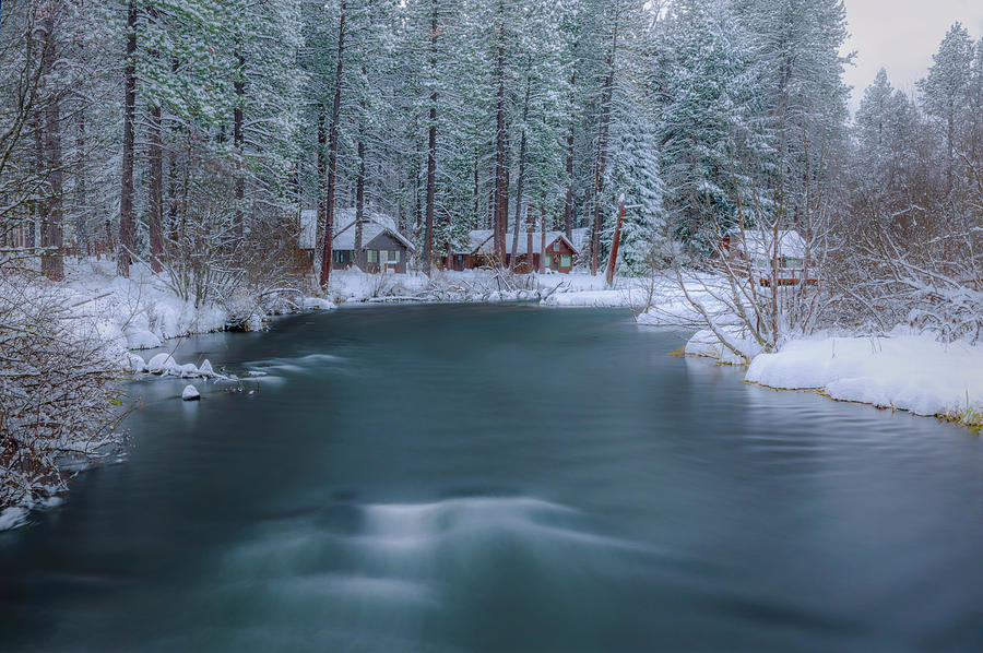 Winter Photograph - Cabins on the Metolius by Cat Connor