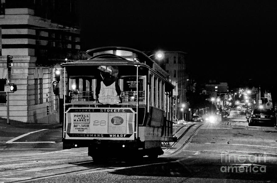 Cable Car at Night - San Francisco Photograph by Carlos Alkmin