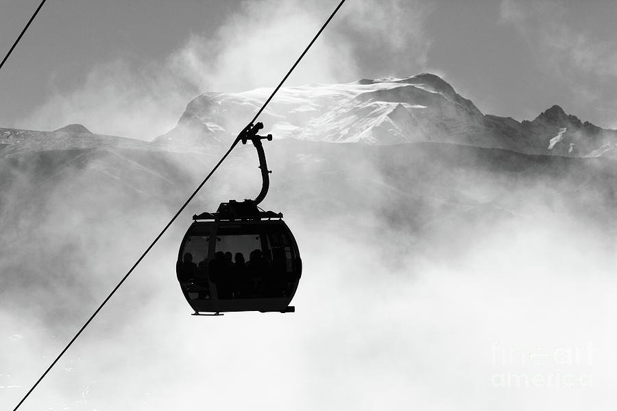 Cable Car Cabin and Mt Mururata in Monochrome Bolivia Photograph by James Brunker