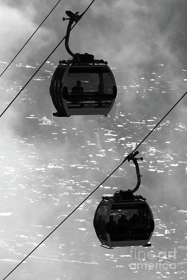 Cable Car Cabins Above La Paz in Monochrome Bolivia Photograph by James Brunker