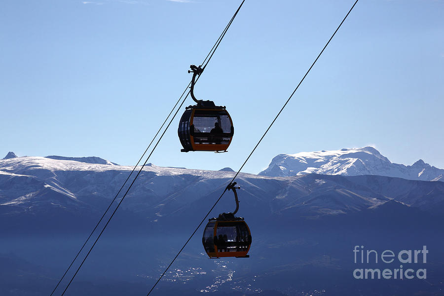 Cable Car Gondolas and Mt Mururata Bolivia Photograph by James Brunker
