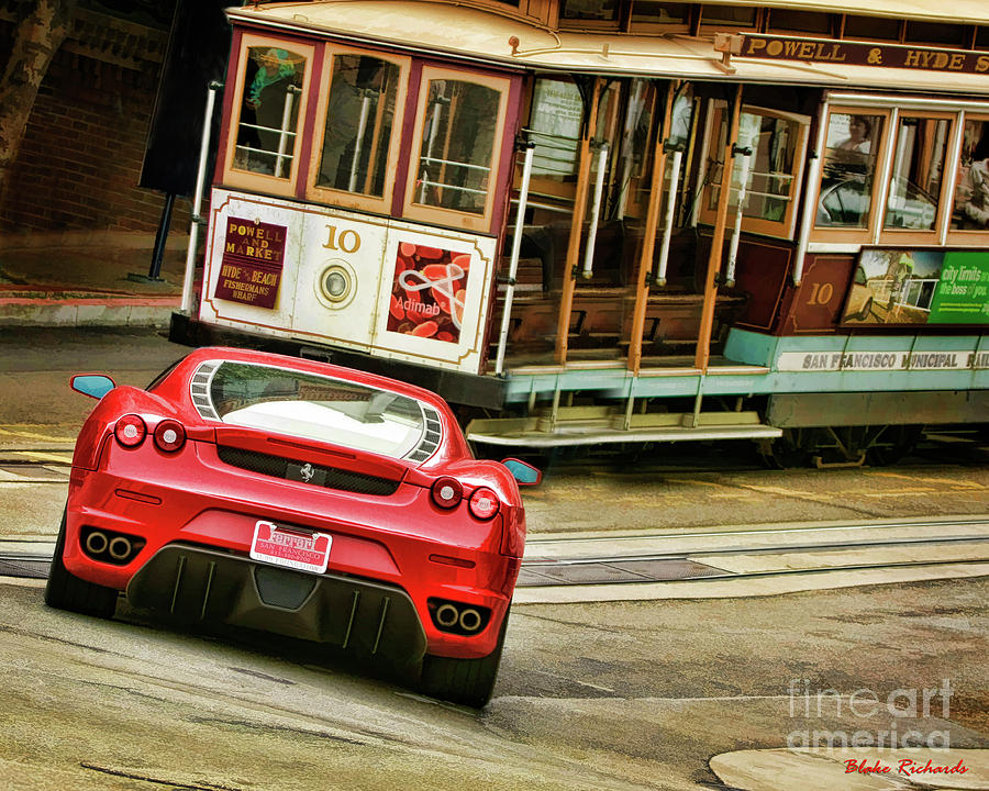 Cable Car Meets Ferrari Photograph by Blake Richards