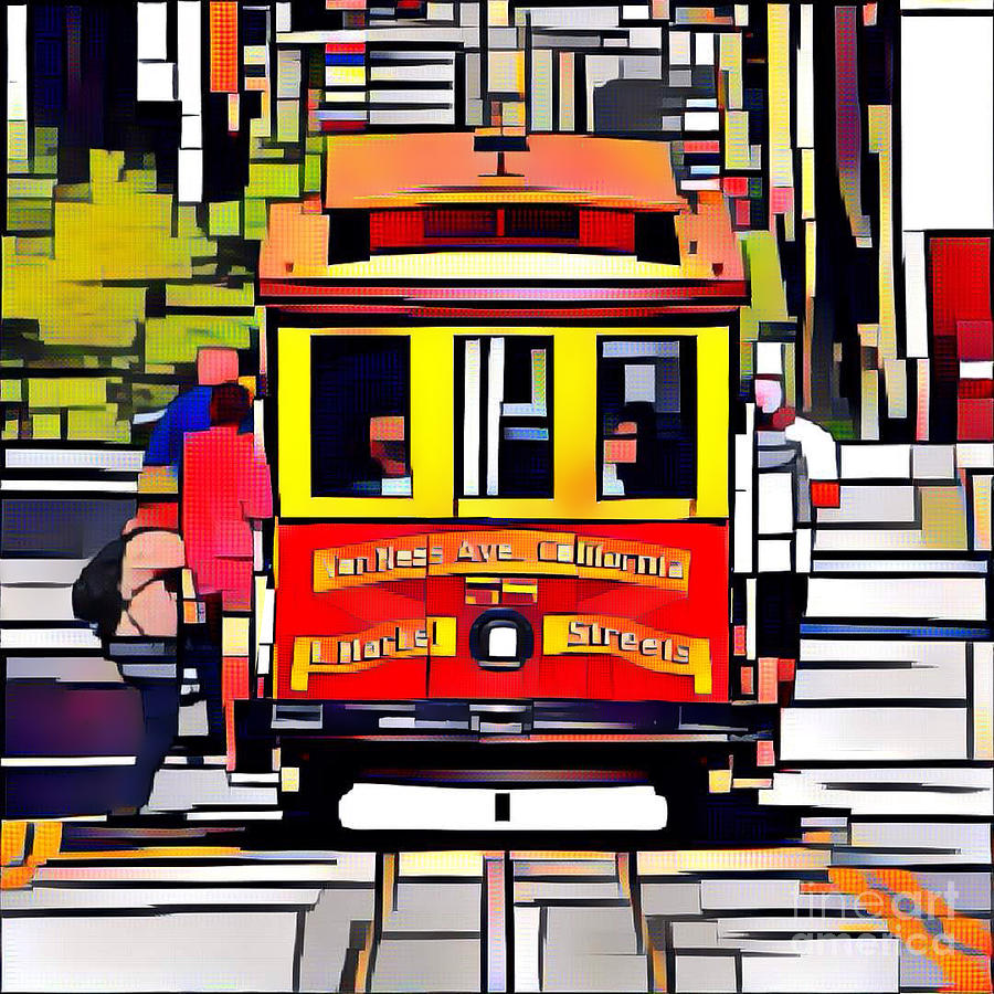 Cable Car Squared by Rectangle Digital Art by Wernher Krutein