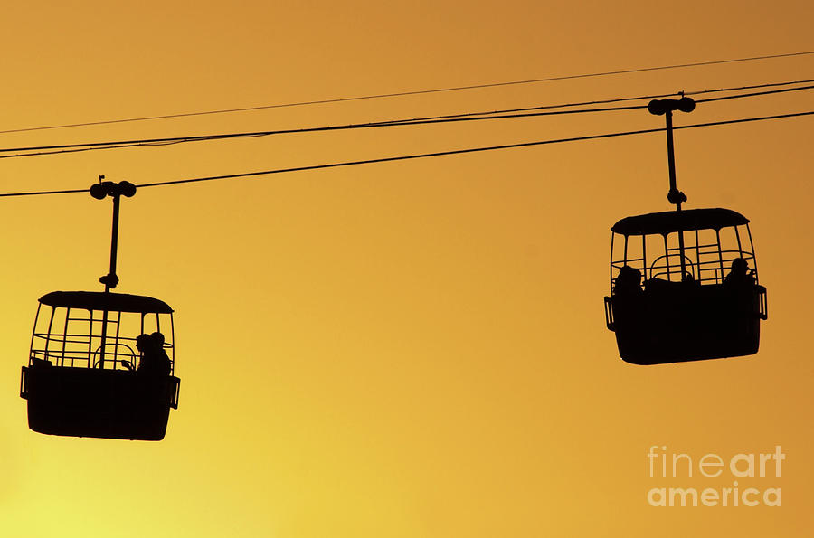 cable cars at sun set, Massada, Israel 1 Photograph
