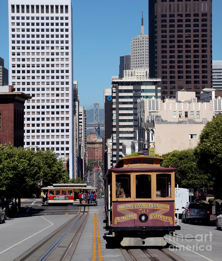 Cable Cars Crossing in San Francisco Photograph by Wernher Krutein