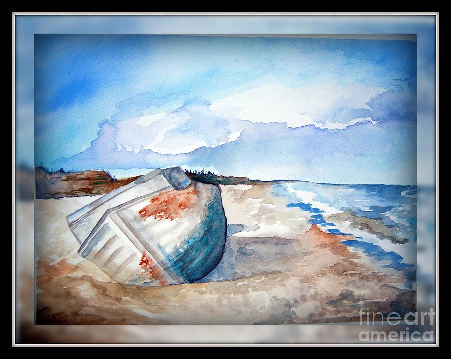 Cabo Beached Boat Painting by Janet Cruickshank