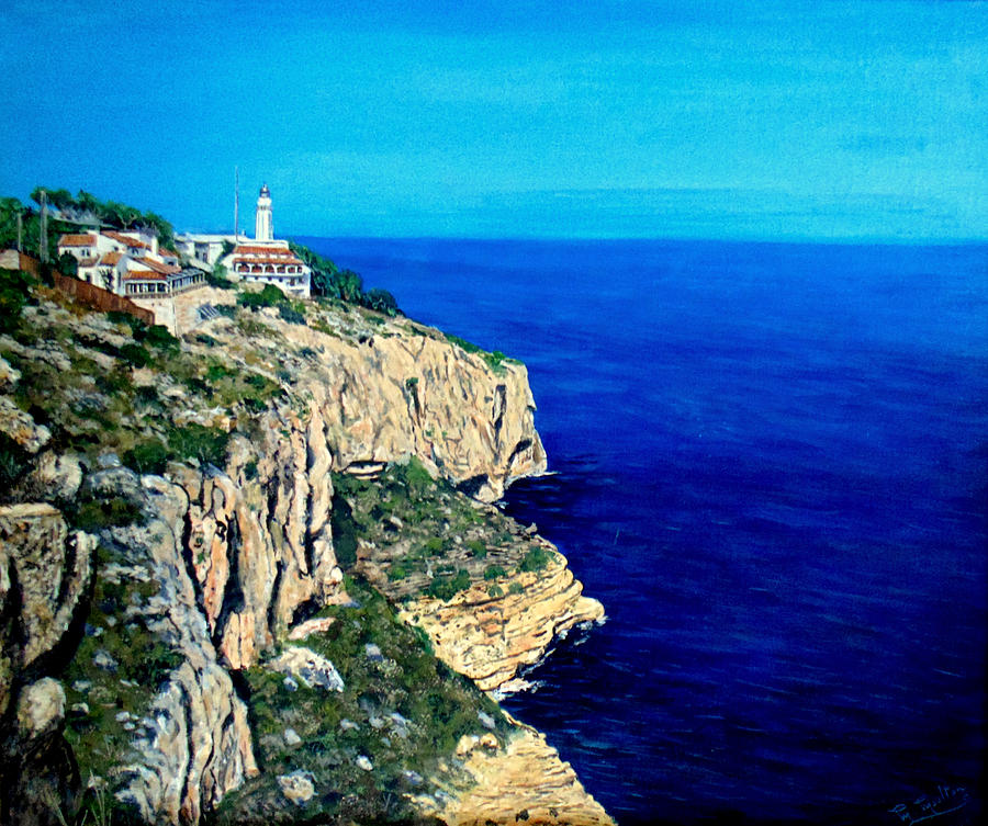 Cabo La Nao Lighthouse Javea Spain Painting by Mackenzie Moulton