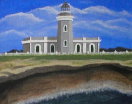Cabo Rojo Lighthouse  Painting by Edwin Alverio