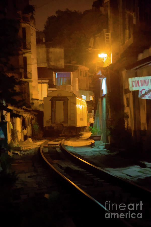 Caboose Hanoi Tracks Digital Paint Photograph by Chuck Kuhn
