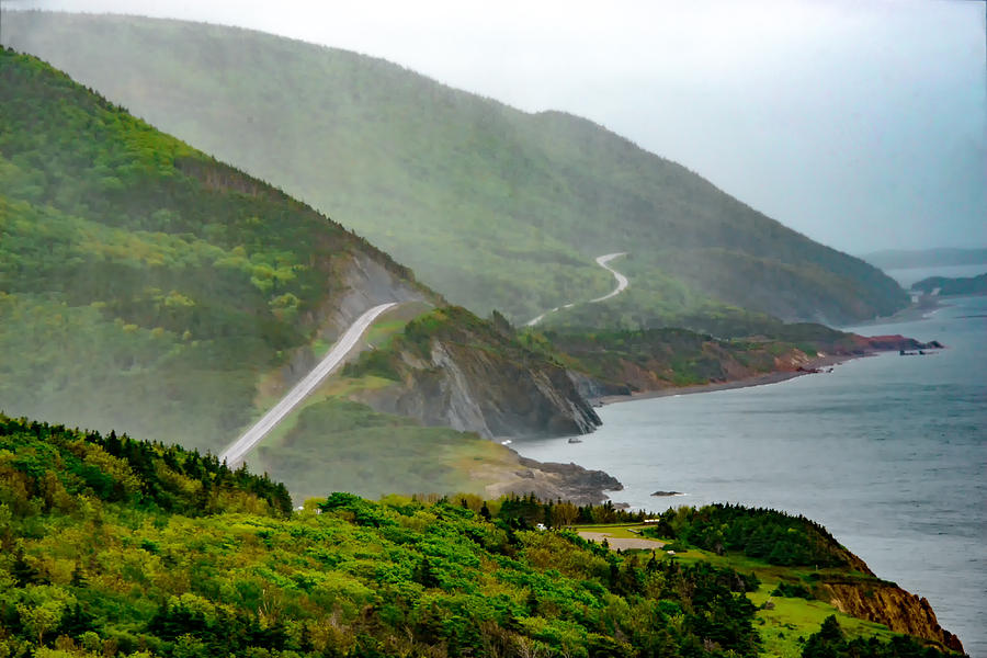 Cabot Trail in the rain. Photograph by Patrick Boening