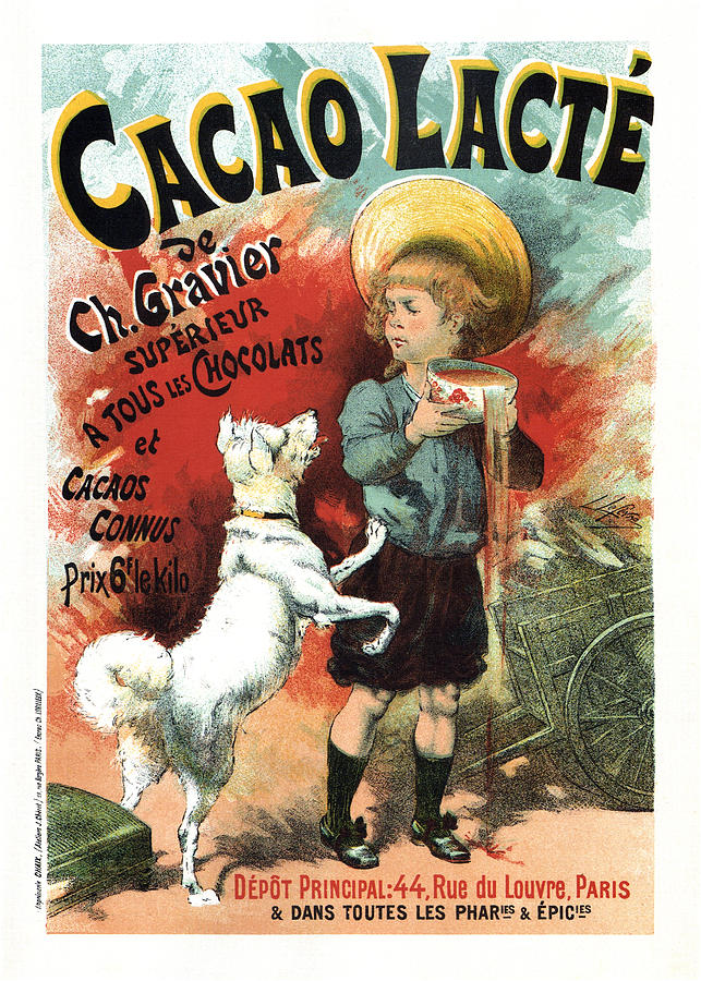 Cacao Lacte - French Chocolate - Vintage Advertising Poster Mixed Media