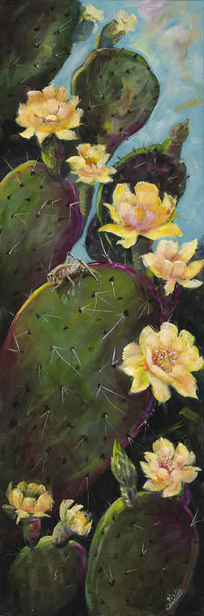 Grasshopper Painting - Cactus #1 by Vicki Caucutt