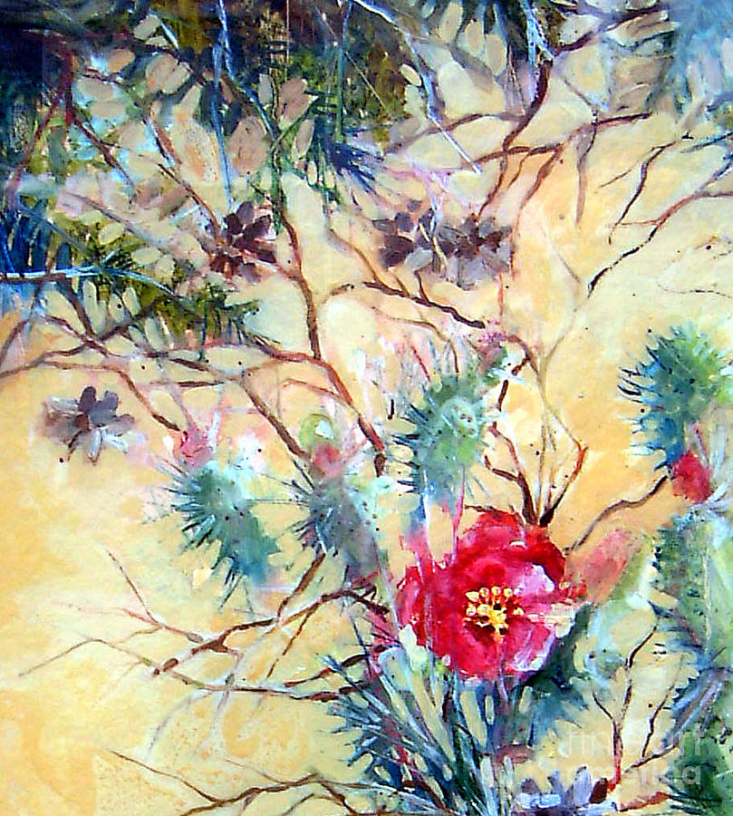 Flowers Still Life Painting - Cactus Flower by Linda Shackelford