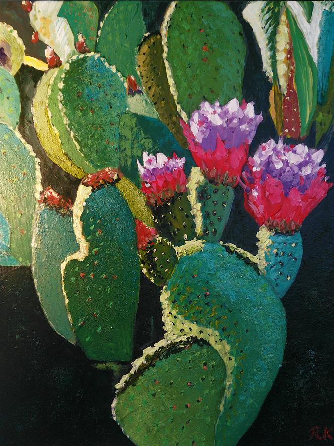 Cactus flower Painting by Ray Khalife