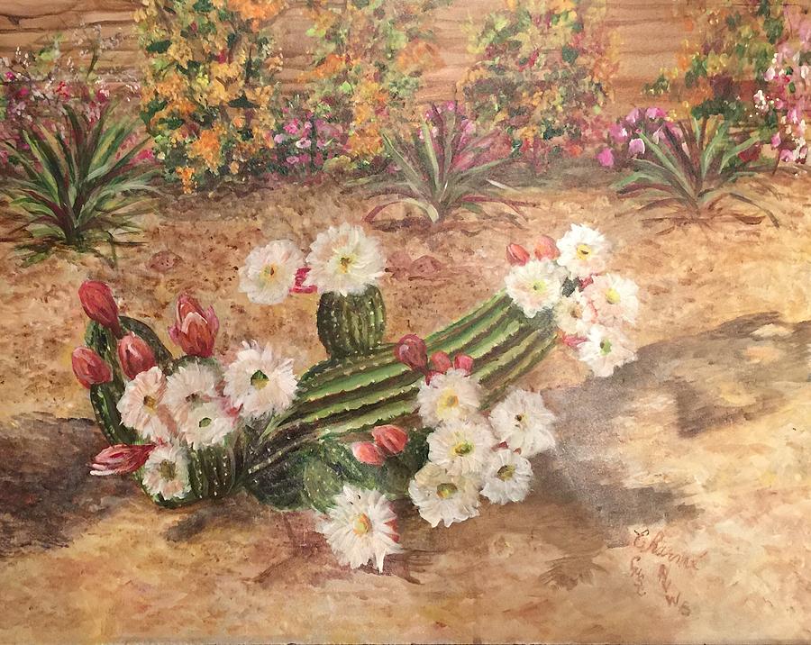 Green Painting - Cactus Garden by Charme Curtin