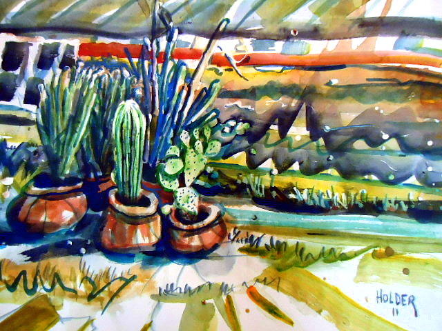 Cactus garden Painting by Steven Holder