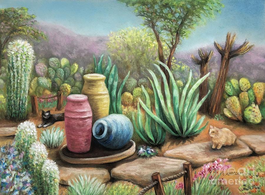 Cactus Garden Pastel by Wendy Koehrsen