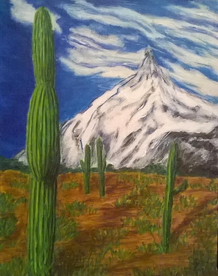 Desert Painting - Cactus Mountian by John Fierro