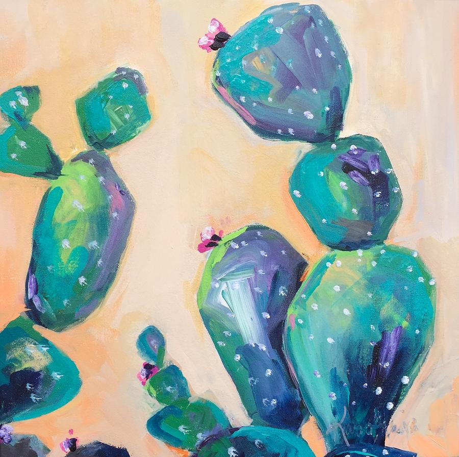 Cactus Square Painting by Karen Ahuja